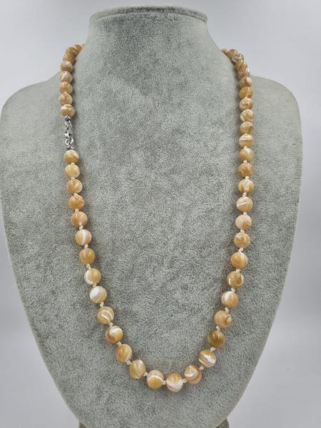 Sedef 8mm /55cm Doğaltaş Kolye Gümüş