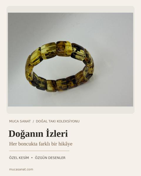 ÖZEL TASARIM FOSİLLİ BALTIK KEHRİBARI BİLEKLİK