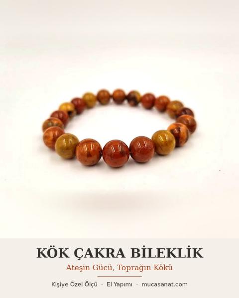 Fire Akik Doğaltaş Bileklik Kök Çakra