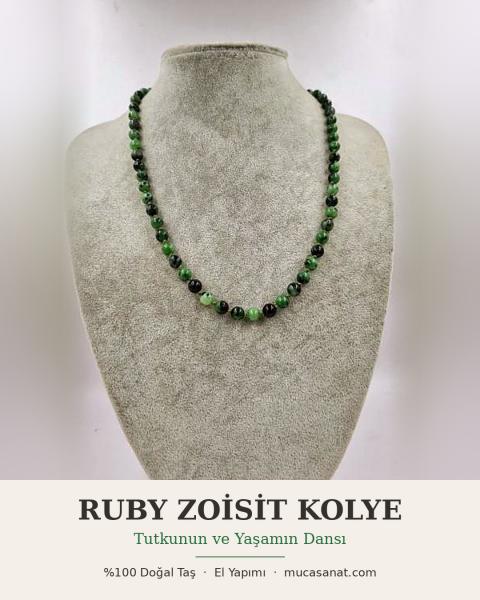 Ruby Ziosite Kolye 6mm/45cm