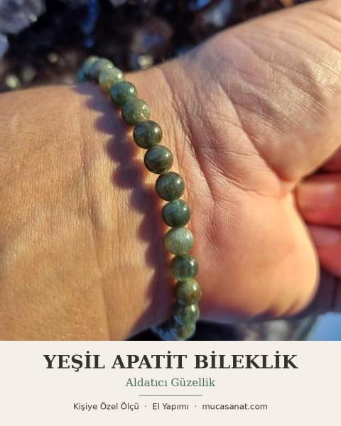 Yeşil Apatit 6mm Doğaltaş Bileklik