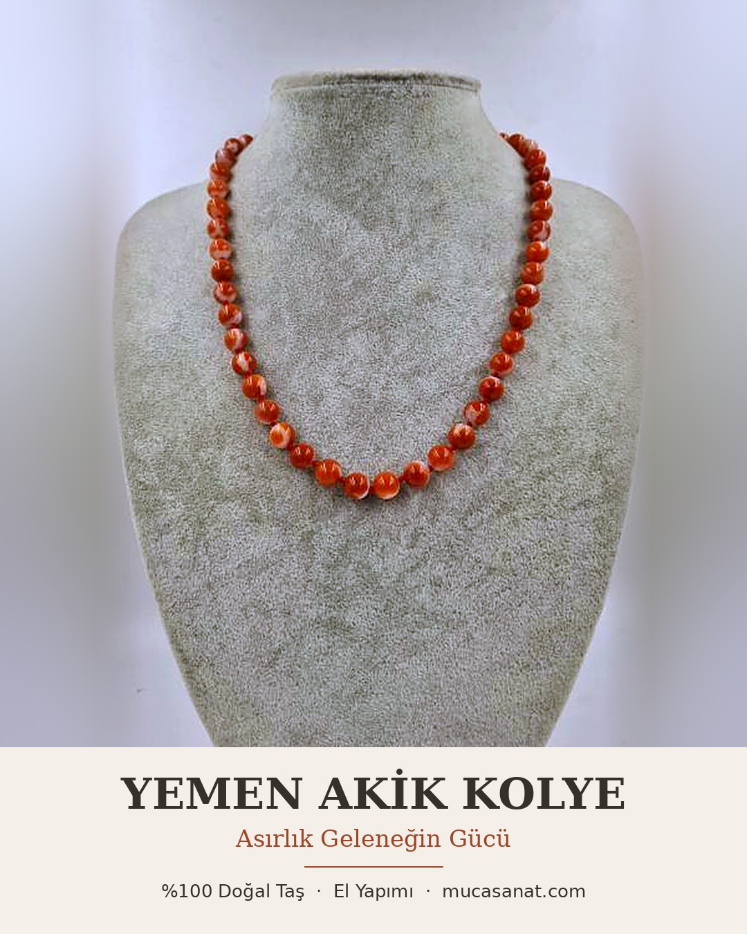 YEMEN AKİK KOLYE — Doğunun Ateşi, Asırlık Geleneğin Gücü 8mm/45cm