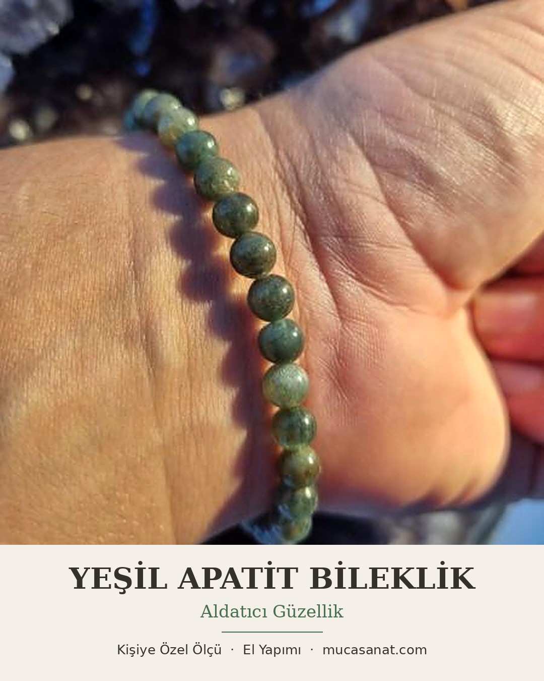 Yeşil Apatit 6mm Doğaltaş Bileklik