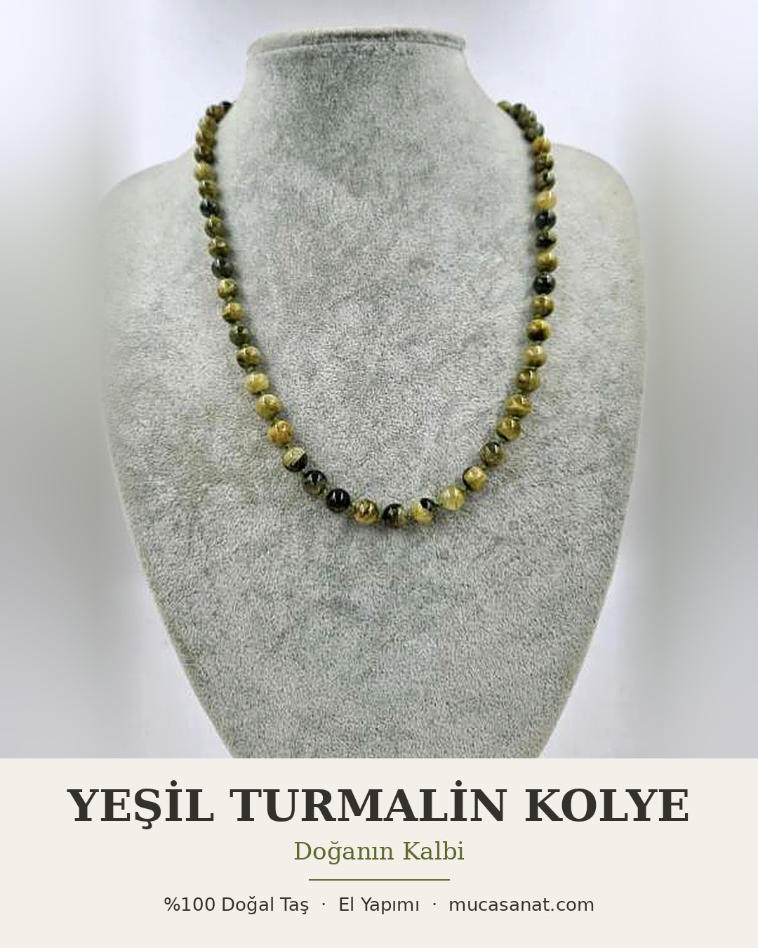 Yeşil Turmalin Kolye 8mm/45cm